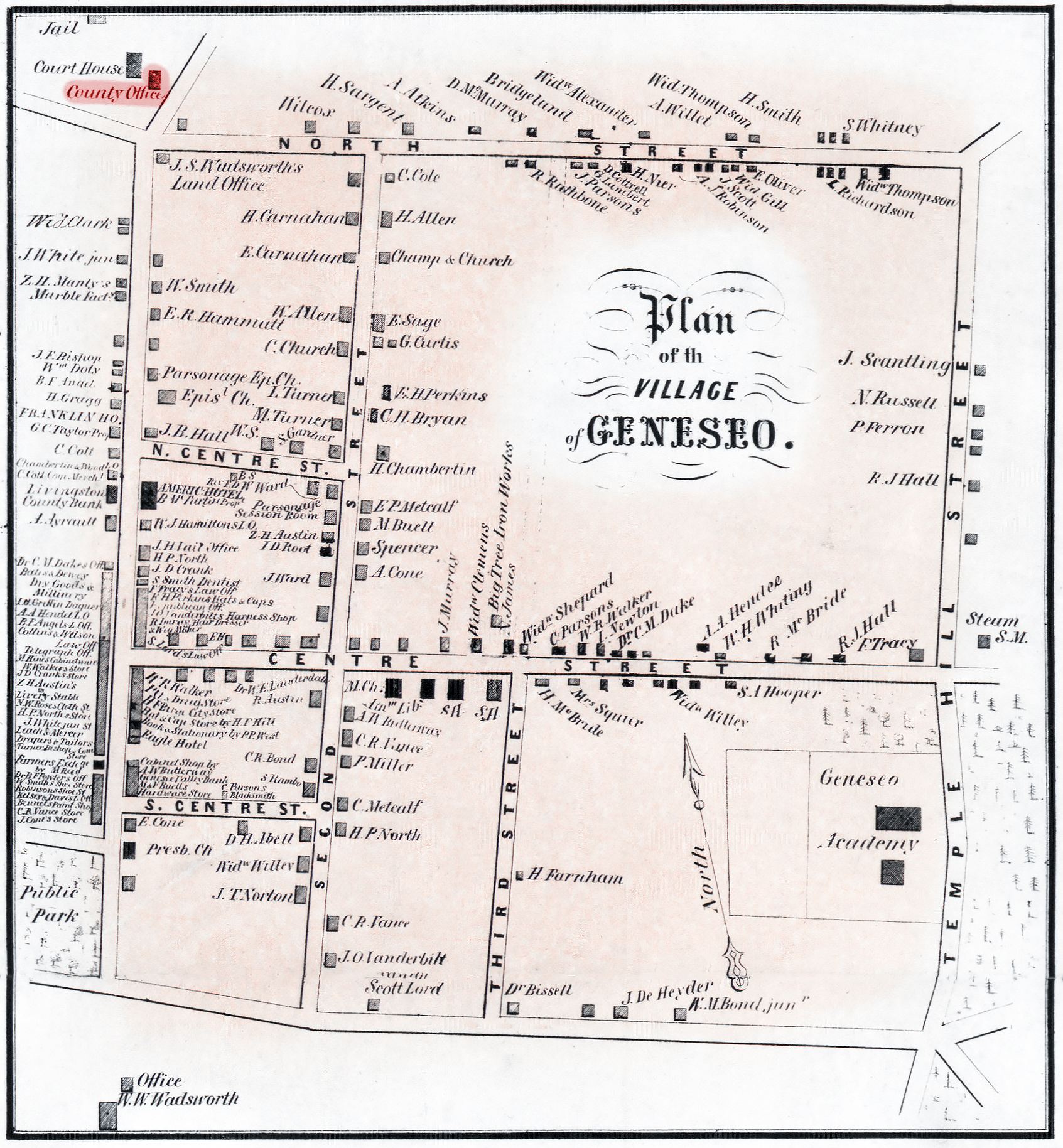 1852 Livingston County Gen-9 Excerpt Map